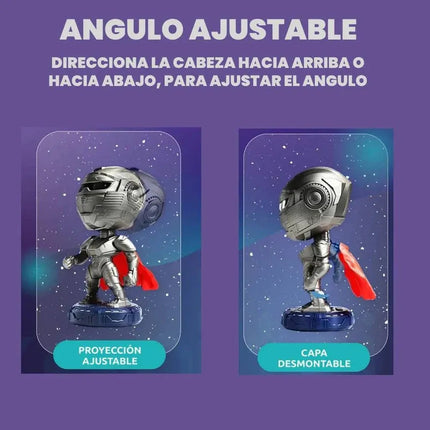 Mecha Warrior Proyector Galaxia Estrellas Lampara Multicolor Gris