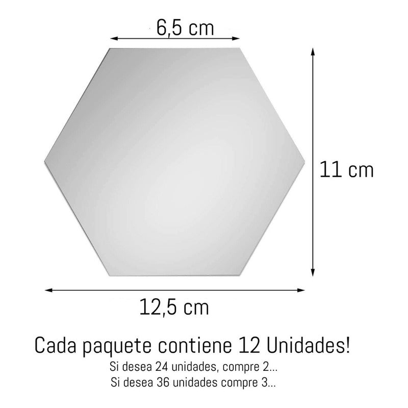 Vinilos Adhesivos Set De 12 Espejos Decorativos Hexagonales