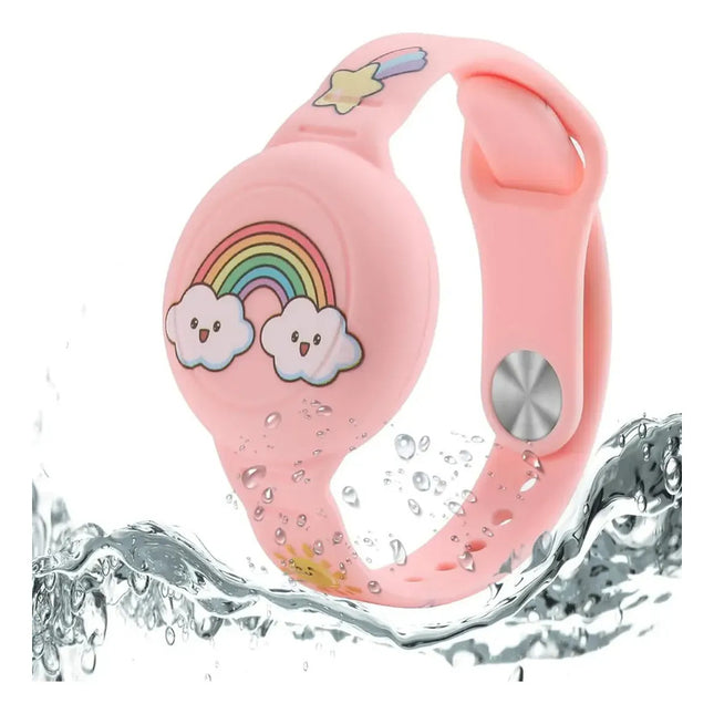 Pulsera Para Airtag Ajustable Para Niños Resistente Al Agua Rosa