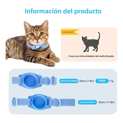 Collar Para Gatos Elastizado Anti Ahorque Con Porta Airtag Negro Ajustable Único