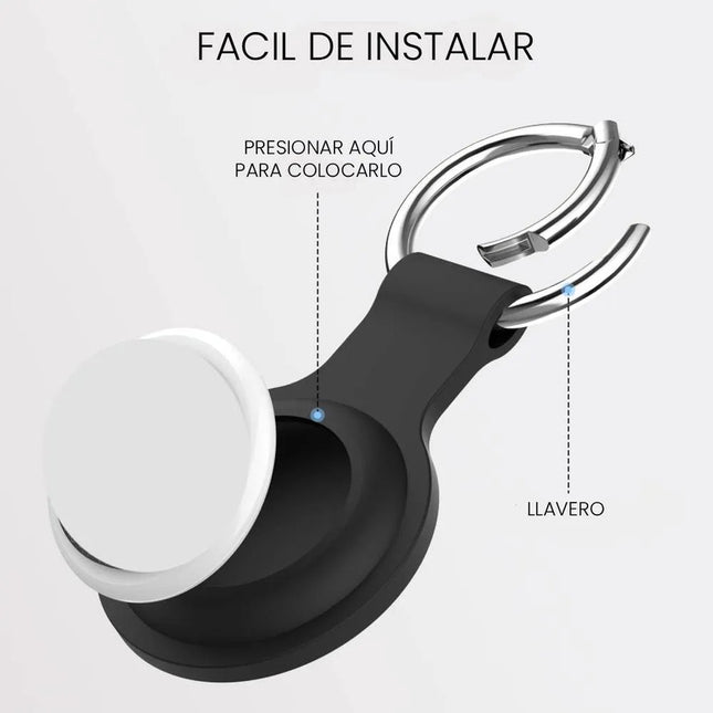 Llavero Funda Protectora De Silicona Porta Airtag Negro