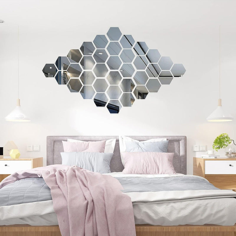 Vinilos Adhesivos Set De 12 Espejos Decorativos Hexagonales
