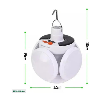 Luz Lampara Solar Led Recargable Para Camping U Hogar 5aspas Blanco