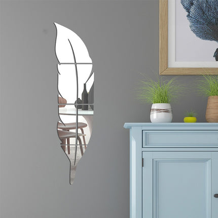 Vinilo Adhesivo Diseño De Pluma Espejo Decorativo 73x15 Cm Espejo