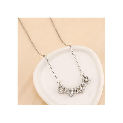 Collar Doble Forma Trébol Y Corazón Magnético Acero Plateado