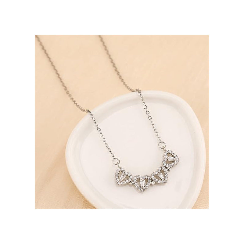 Collar Doble Forma Trébol Y Corazón Magnético Acero