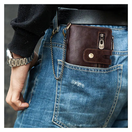 Billetera De Cuero Genuino Rfid Para Hombre Calidad Premium