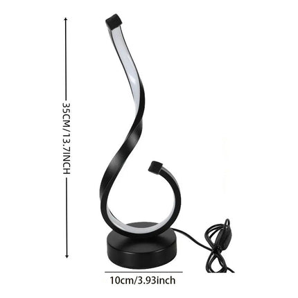 Lampara De Mesa Curva Espiral Moderna Brillo Color Ajustable Negro