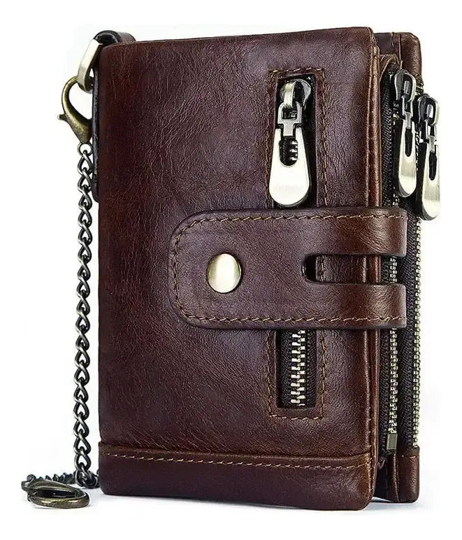 Billetera De Cuero Genuino Rfid Para Hombre Calidad Premium